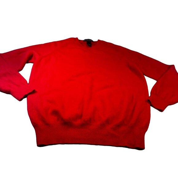 Giasone V Neck Sweater Mens 2 Ply Cashmere Long Sleeve Red Top Knit Shirt - Picture 1 of 16